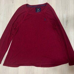 Woman’s Classic Polo Assn Red Sweater Black Speckles Size Large Soft And Cozy